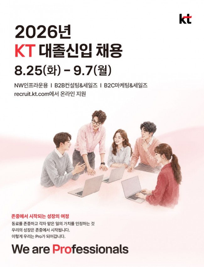 AX 시대 이끌 미래 인재 육성한다…KT, 대졸 신입사원 채용 실시